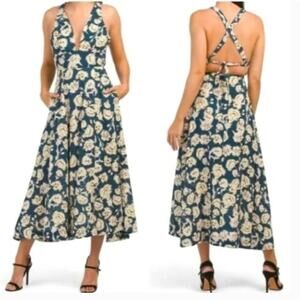 NICHOLAS Haisley Fan Floral Linen Blend Maxi Dress Sz 8 $395 {QQ32}